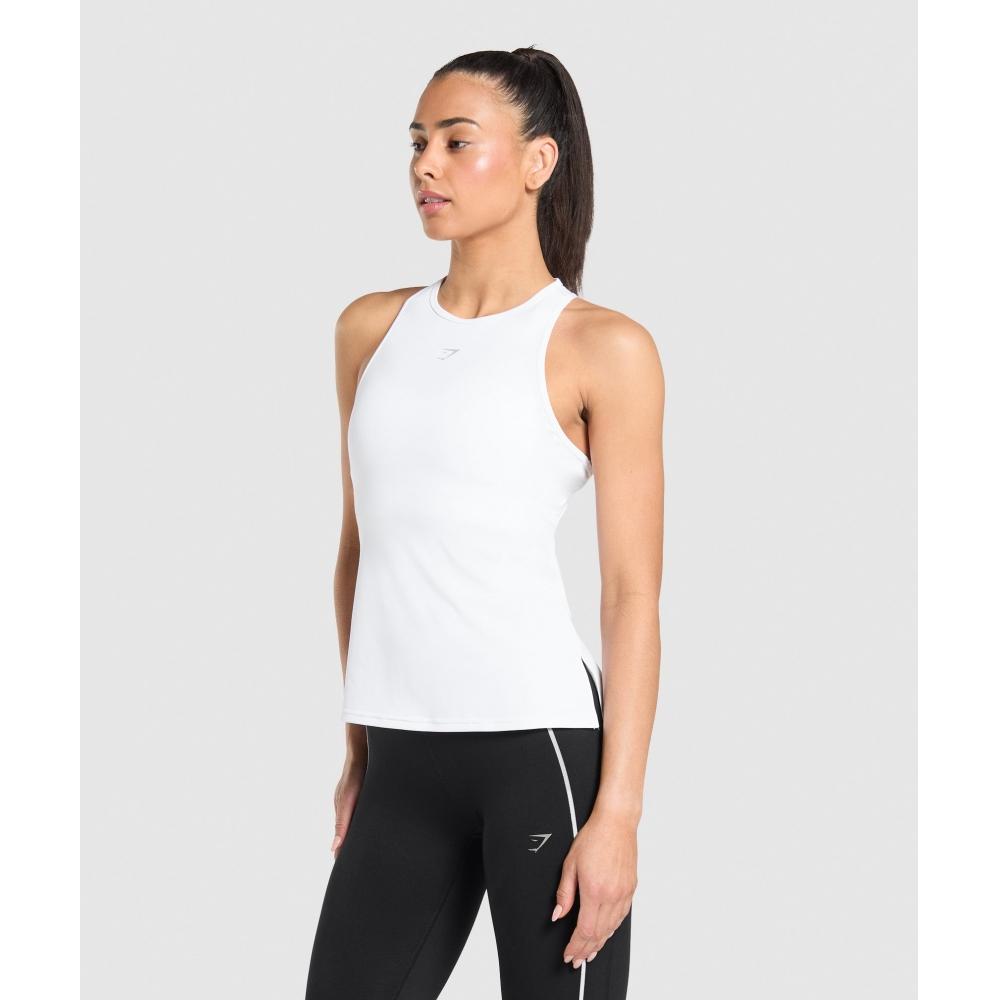 Gymshark Running Back Vent Tank White B3c3v Wb57