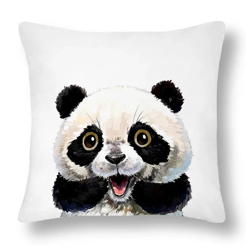 Cartoon Animal Panda Lion Pattern Cushion Cover Pillowcase Home Bedroom Living Room Sofa Car Decorative