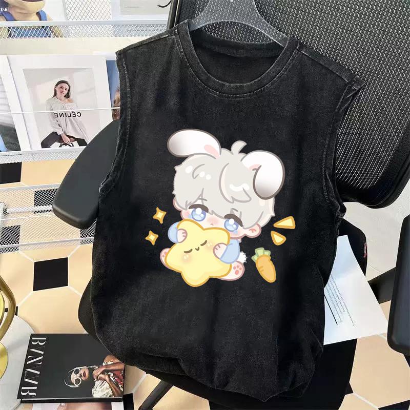 Nadměrné tílko bez rukávů s grafikou Pánské Dámské Oblečení do posilovny Potisk Game Love and Deepspace Y2K Trička Vesta