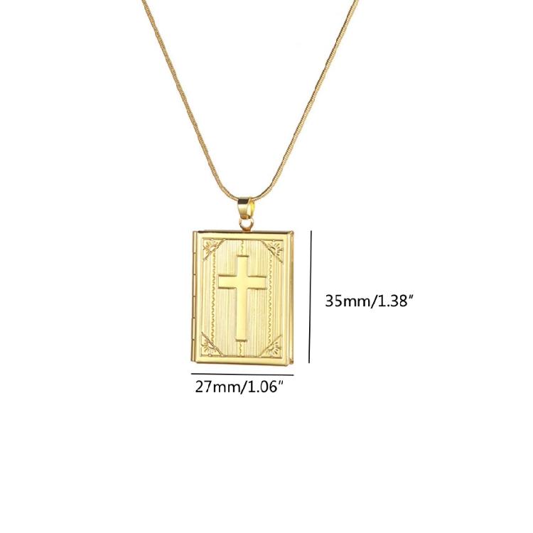 Necklace Pendant Hinged Book Cross Charm Necklace Religious Gifts for Women Girl