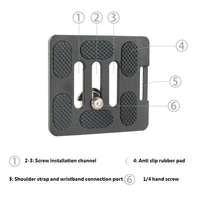 Aluminum Quick Release Plate with 6 AntiSlip Feet Pad for Tripod Ball Head Tripod Adapter Plate For Arca Tripods