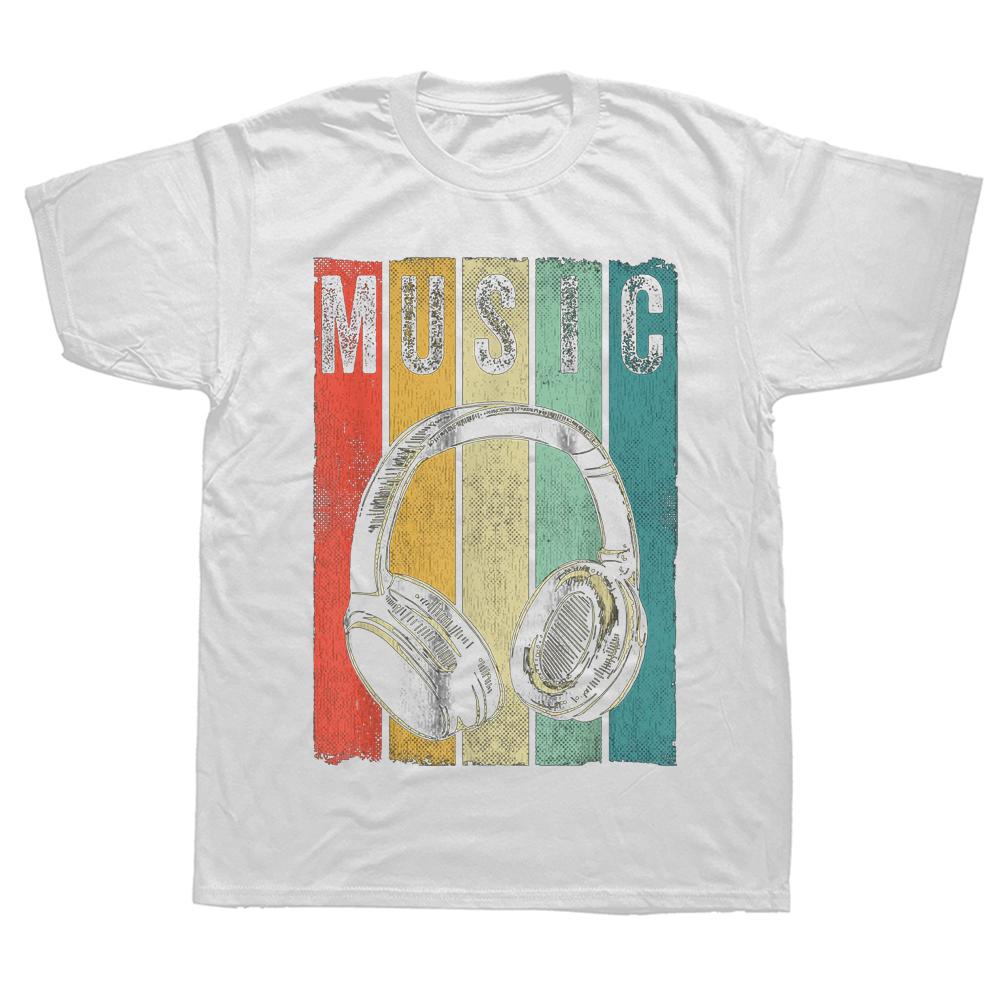 Funny Electronic Music Lover DJ Gift Vintage Retro Headphones T Shirts Graphic Cotton Streetwear Short Sleeve Summer Tshirt S