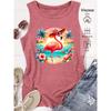 Elegant Vest for Women Summer vacation flamingo print casual loose-fitting summer vest Fashionable and elegant tops for commuting, vacation, and
