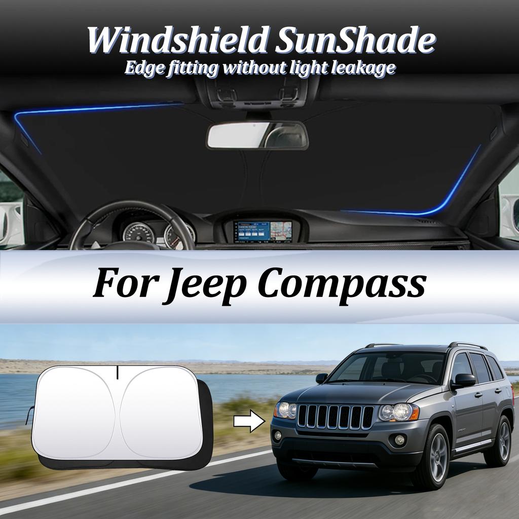 Car Windshield SunShade For Jeep Compass Auto Accessories Sun Shade Visor Cover Foldable Space-Saver Blocks UV Rays Lightproof