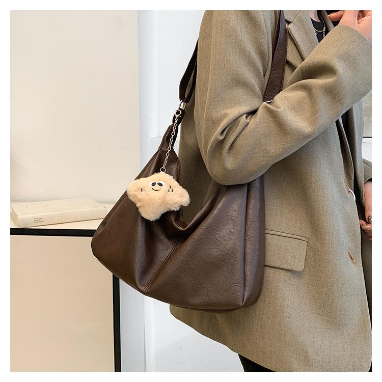 Soft Faux Leather Crossbody Bag for Women Vintage Style Tote Bucket Handbag Large Capacity