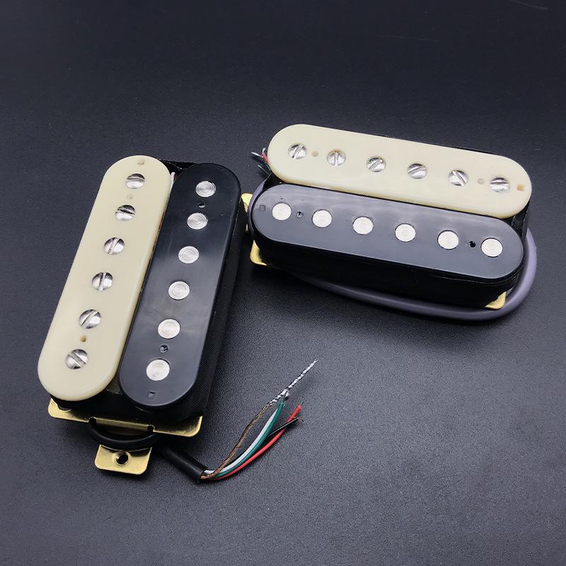 Micro de Guitare Électrique Double Bobinage Noir et Jaune pour Chevalet Double Manche (50 / 52mm)