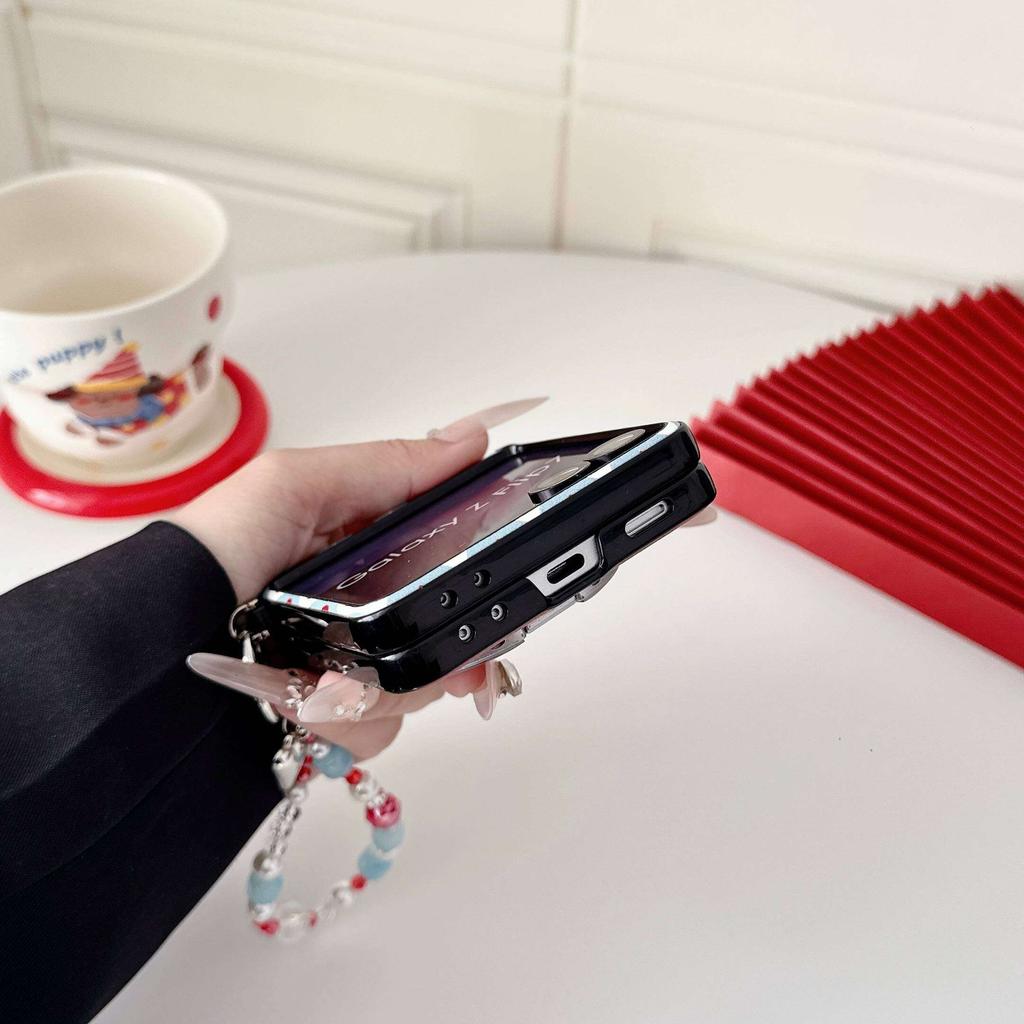 Case for Samsung Galaxy Z Flip 7 6 5 4 3 Magsafe with Detachable Charm Bracelet and Magnetic Adsorption Shockproof Cover Phone Bumpers