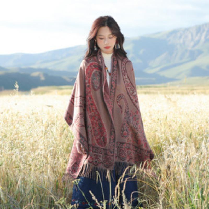 Vintage Ethnic Style Fashion Comfortable Breathable Large Scarf For Women Outdoor Travel