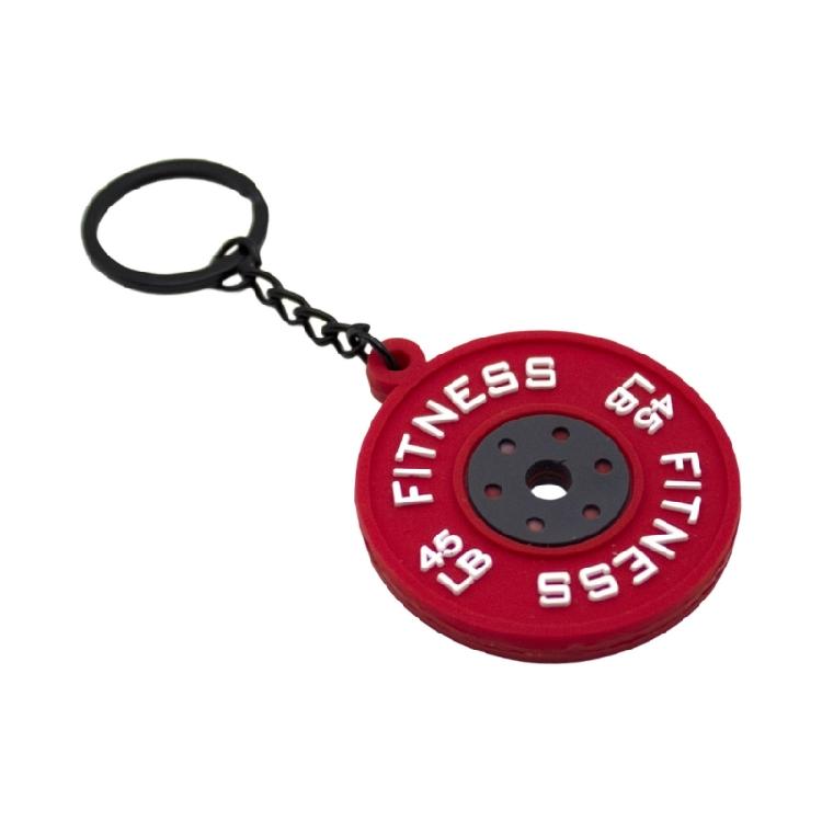 Rubber Fitness Keychain Weightlifting Theme 45lb Engraved Plate Keyring Lightweigh Barbell Plate Key Chain Accessory