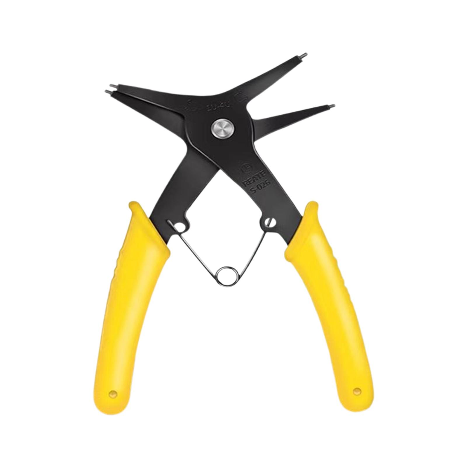 

Circlip Pliers Multifunctional Internal And External Ring Pliers Retaining Ring Pliers Industrial Grade Maintenance Card Yellow Expansion Pliers One Size