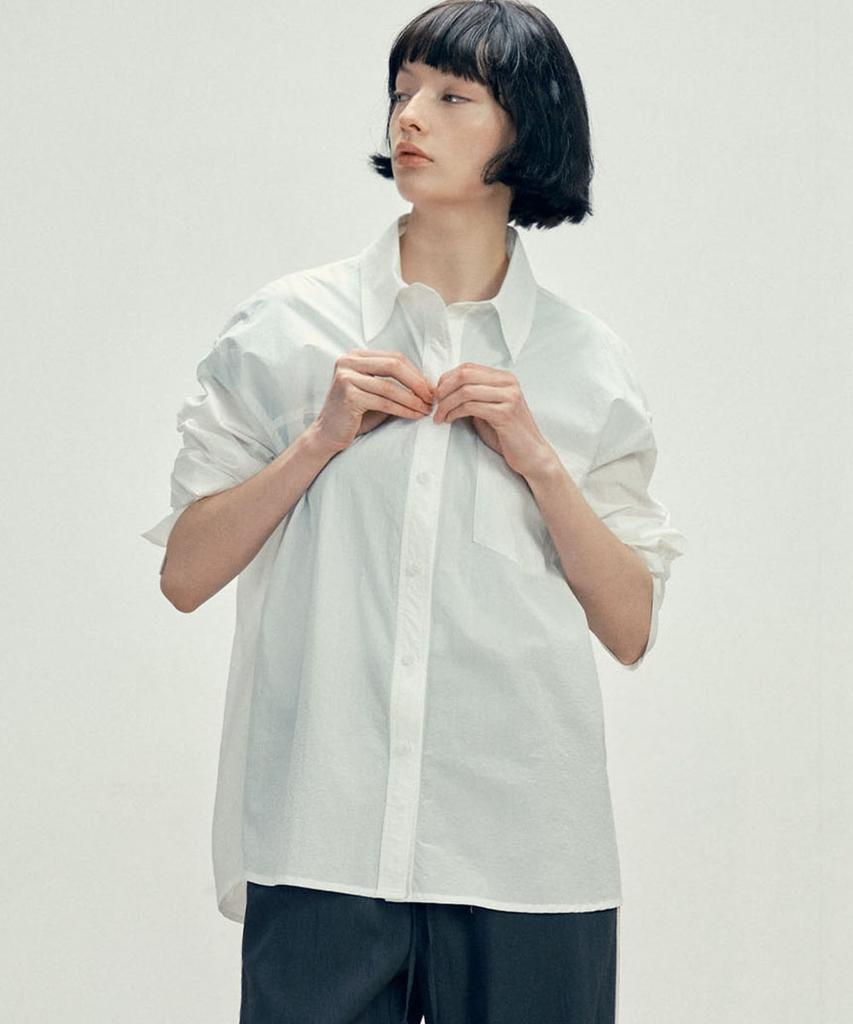 MALOUPE 4121 Summer Nylon Oversized Shirt (White)