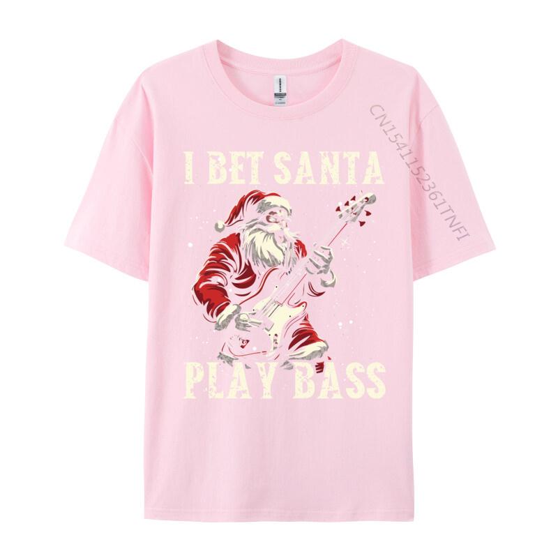 Christmas Guitar Xmas Bass Guitarist Musician Santa Claus Tshirt Art Style Camisa Streetwear Casual Tee Pure Cotton Fit Top