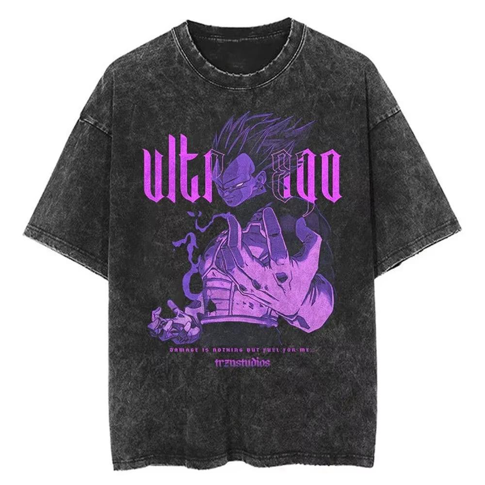 Vintage Dragon Ball Ultra Ego Vegeta TShirt Mens Summer new Fashion Harajuku YK Top Streetwear Clothing Retro M
