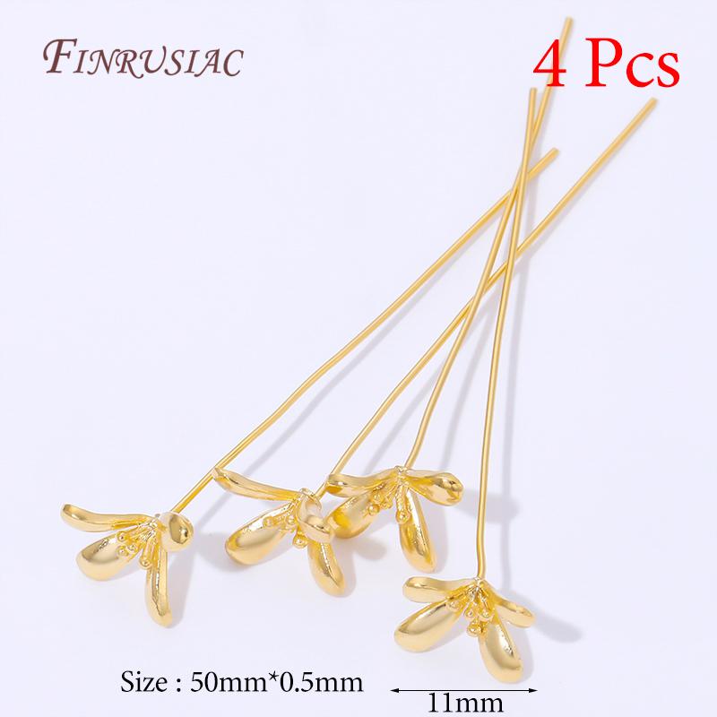 18K Gold Plated Head Pins DIY Earrings Findings,Brass Flower Head Pins For Jewelry Making Supplies Accessories