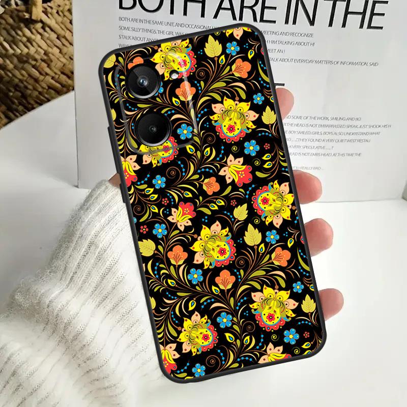 Khokhloma Russian Pattern Flower For Realme GT Neo 5 GT5 9 10 11 12 Pro Plus C30 C31 C33 C35 C25s C21Y C51 C55 C67 C53 Case
