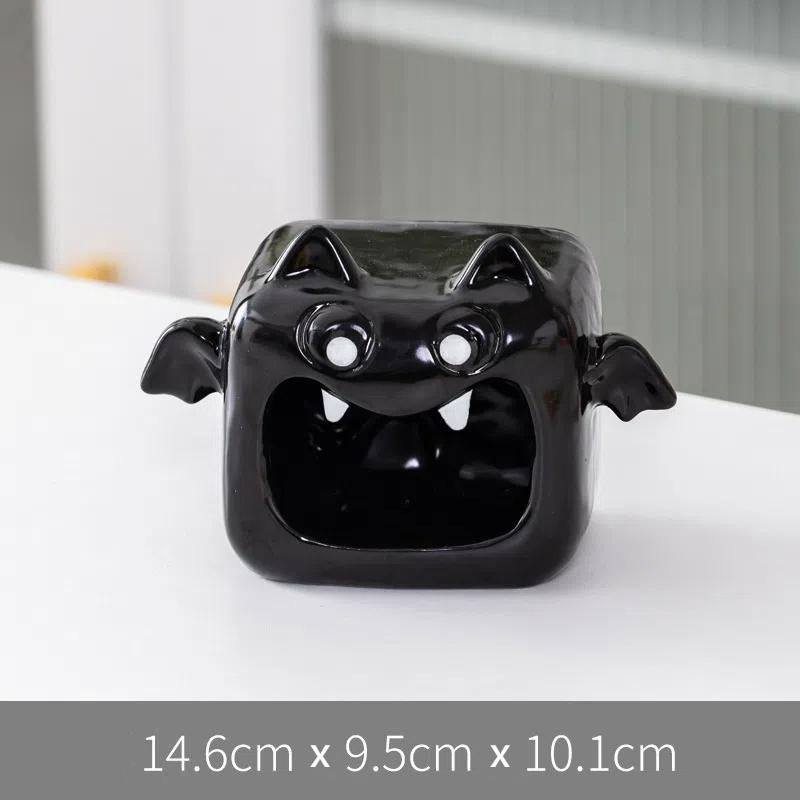 Kürbis-Kerzenständer, Halloween-Keramik-Kerzenständer, Atmosphärendekoration und lustige Süßigkeitenaufbewahrung, Desktop-Dekoration, Kreativität