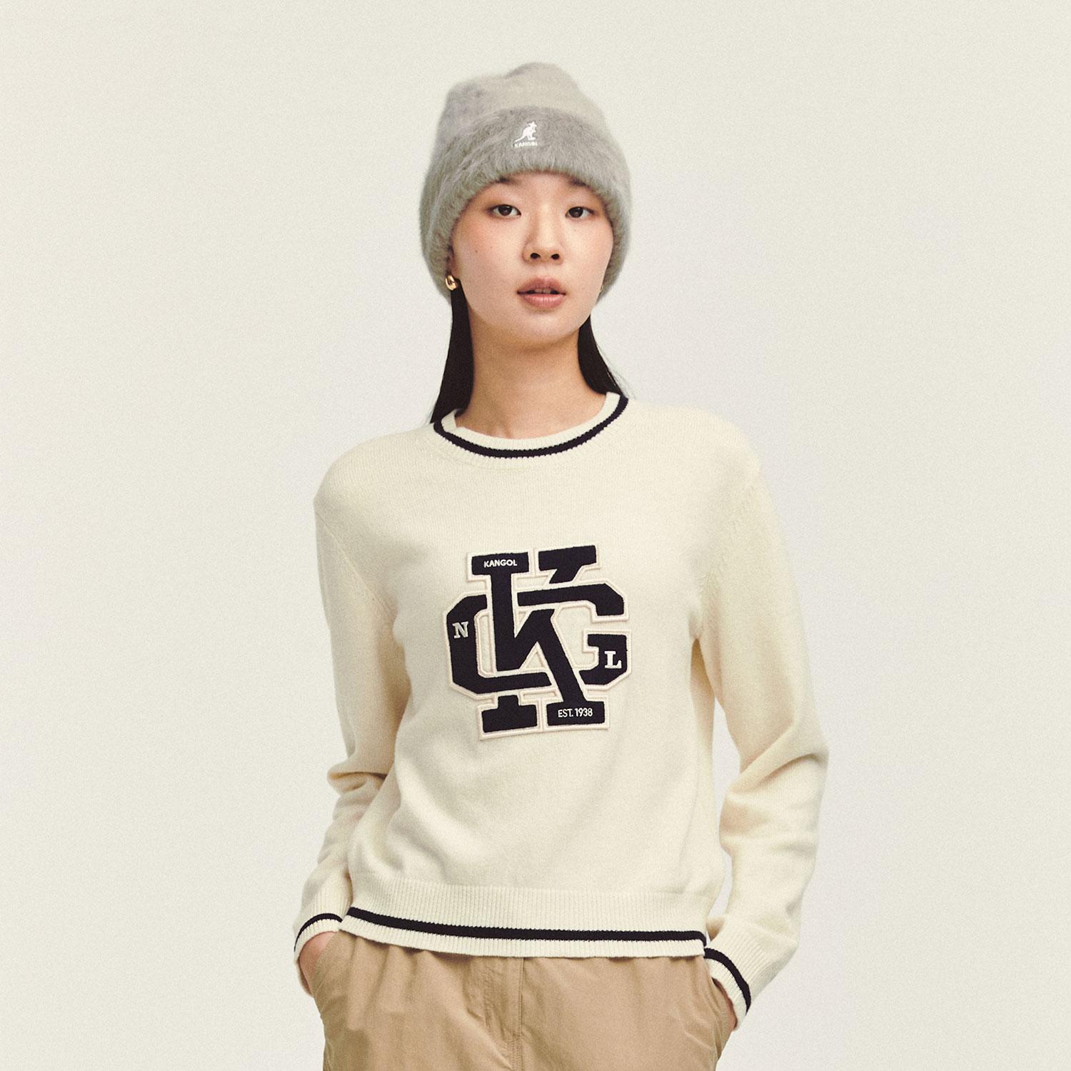 Kangol Women S Kngl College Sweater 1892 Ecru Ecru/S