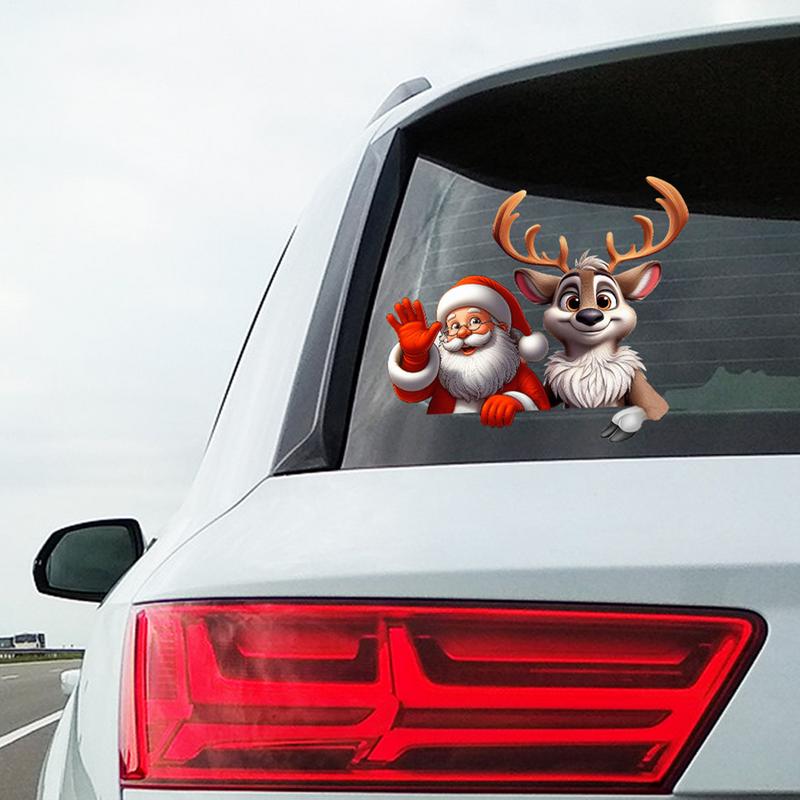 Auto Fensteraufkleber Weihnachtsfensteraufkleber Weihnachtsdekorationen Weihnachtsmann Elch Auto Heckscheibenaufkleber Dekoratives Fahrzeug