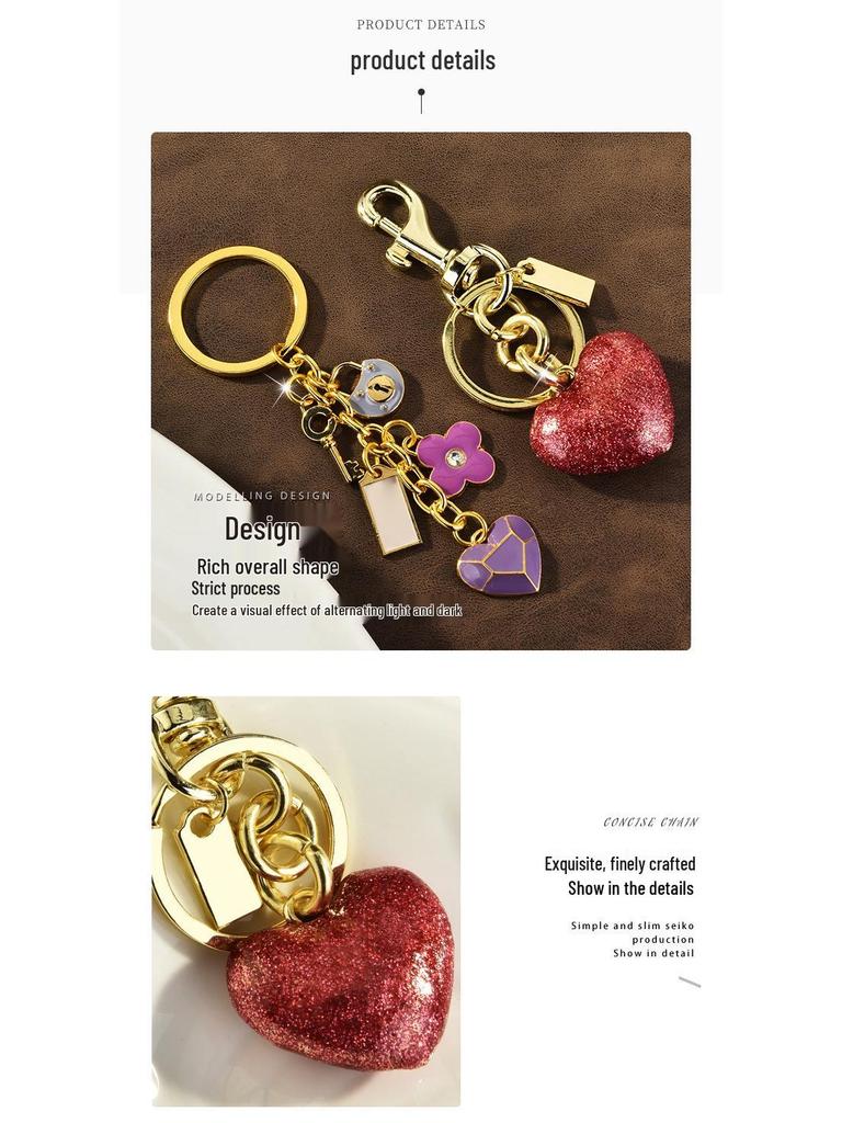 Europäisch-amerikanischer Herz-Schlüsselanhänger, Herzanhänger, Liebes-Taschenanhänger & Auto-Accessoire für Damen