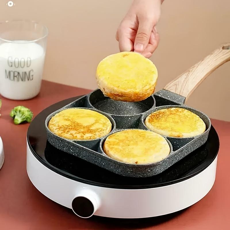 Medical Stone Four-hole Fried Egg Pot Household Non-stick Flat Bottom Egg Dumpling Pot Breakfast Eggs Hamburger Frying Pot Tools