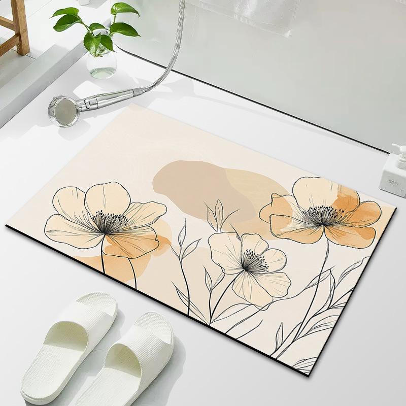 

Цветочный маленький свежий коврик для ванной комнаты диатомовая грязь впитывающий коврик для унитаза грязный нескользящий коврик для ванной комнаты коврик для двери дома 40 * 60Cm diatom mud