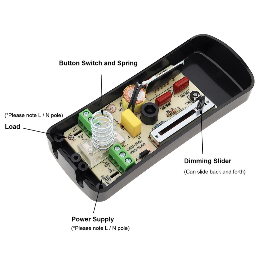 AA58 220V Fußdimmschalter Fußbetätigter LED-Dimmschalter Vollbereich Inline-Schieberegler für Stehleuchte / LED-Lampe