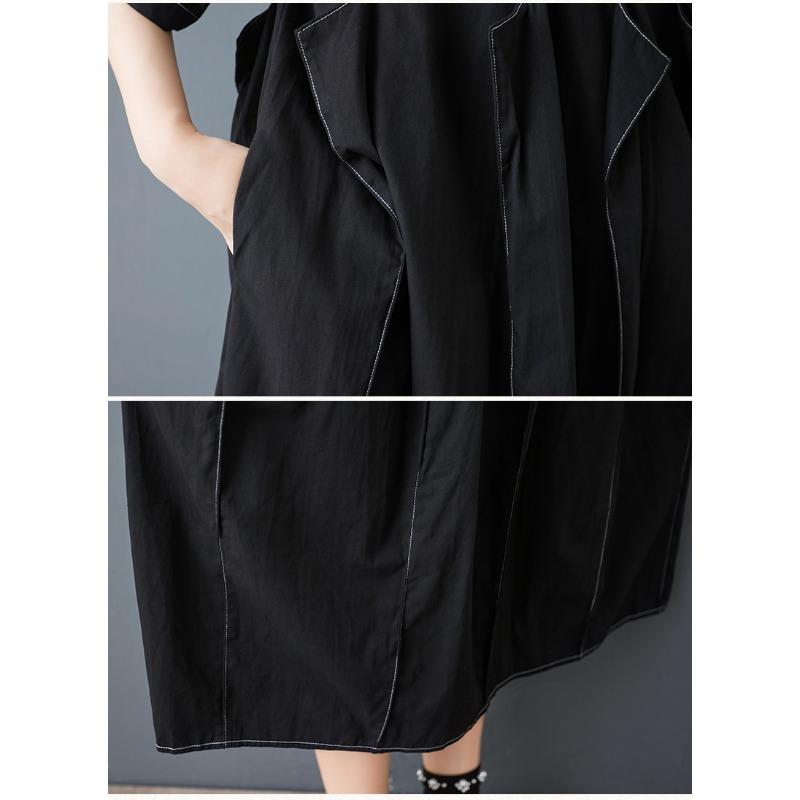 Dimanaf New 2025 Plus Size Summer Dress Women Basic Black Casual Short Sleeve Dress Loose Long Dress