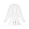 French white shirt dress women's early autumn new temperament high-end waist ruffle edge short skirt