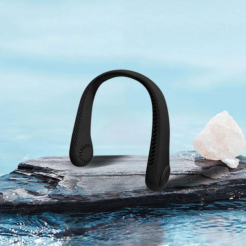 

Мини-вентилятор на шею без листьев, удобный, 1200 мАч, 3 скорости ветра, зарядка через USB, охлаждающий вентилятор, подходит для занятий спортом на открытом воздухе чёрный