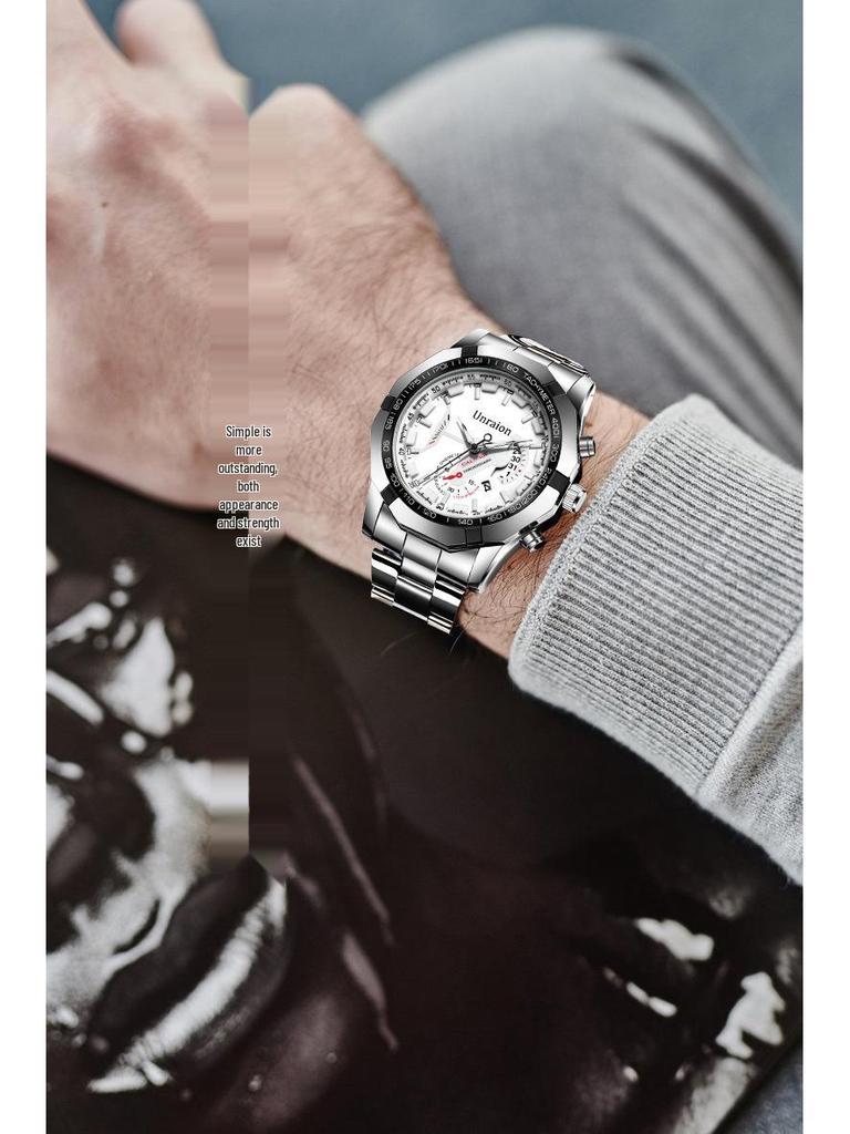 New Waterproof Luminous Men's Quartz Wristwatch - Trendy Korean Style, Fully Automatic, Domineering Design.