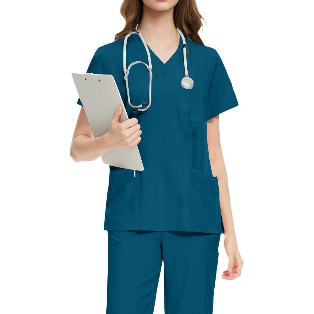 Set Costum de Protecție Pantaloni cu Mânecă Scurtă pentru Femei, Confortabil și Casual, Culoare Solidă