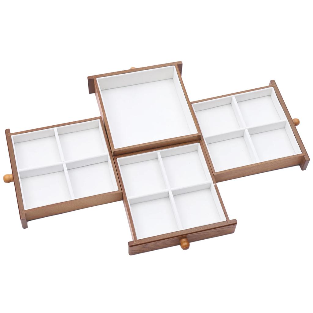 5-patrový velký vintage zásuvkový box na šperky, stolní zrcátko na make-up, vícepatrový dřevěný šperkovnice, dárek pro ženy