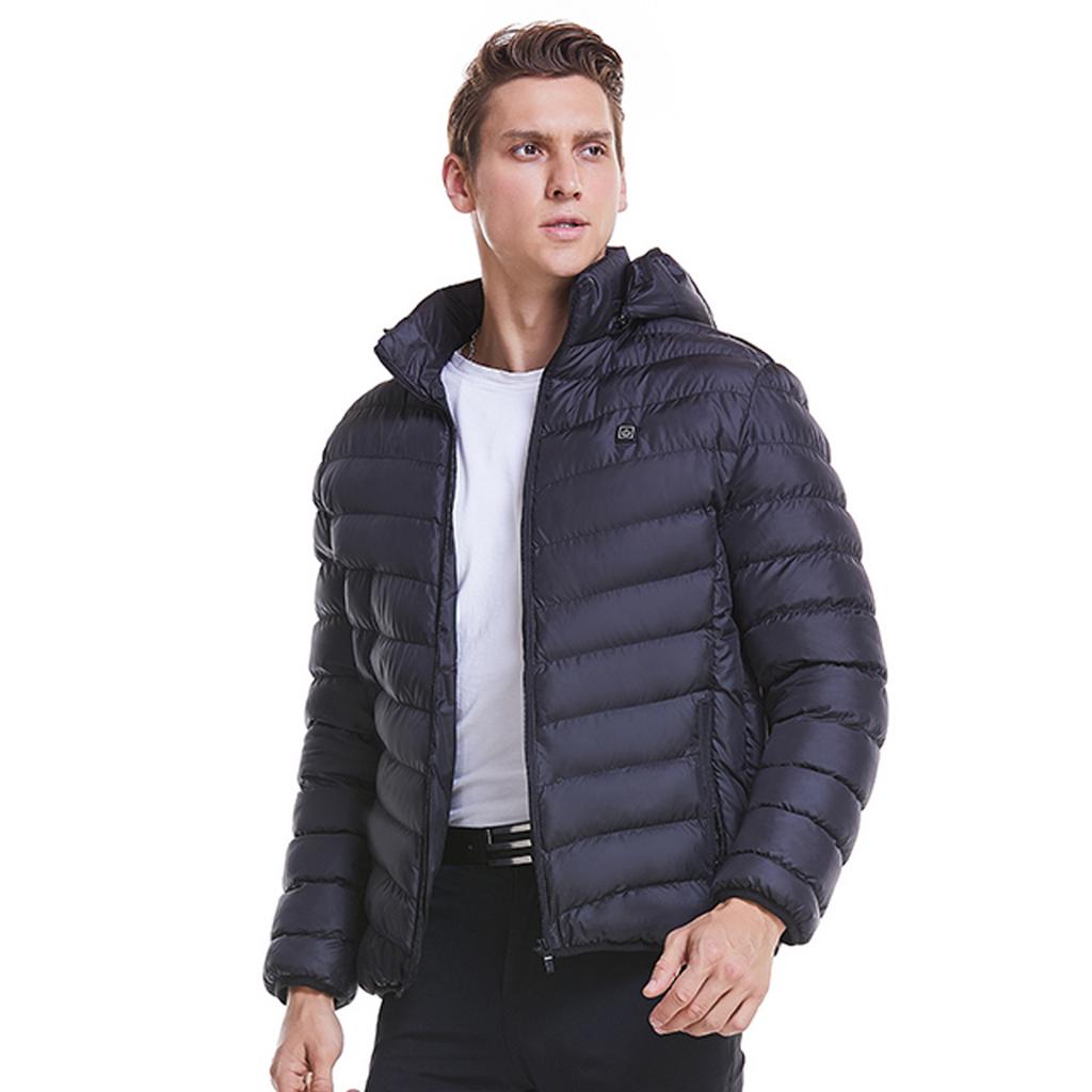 Winter Men's Smart USB Abdominal Back Electric Heating Warm Down Cotton Jacket