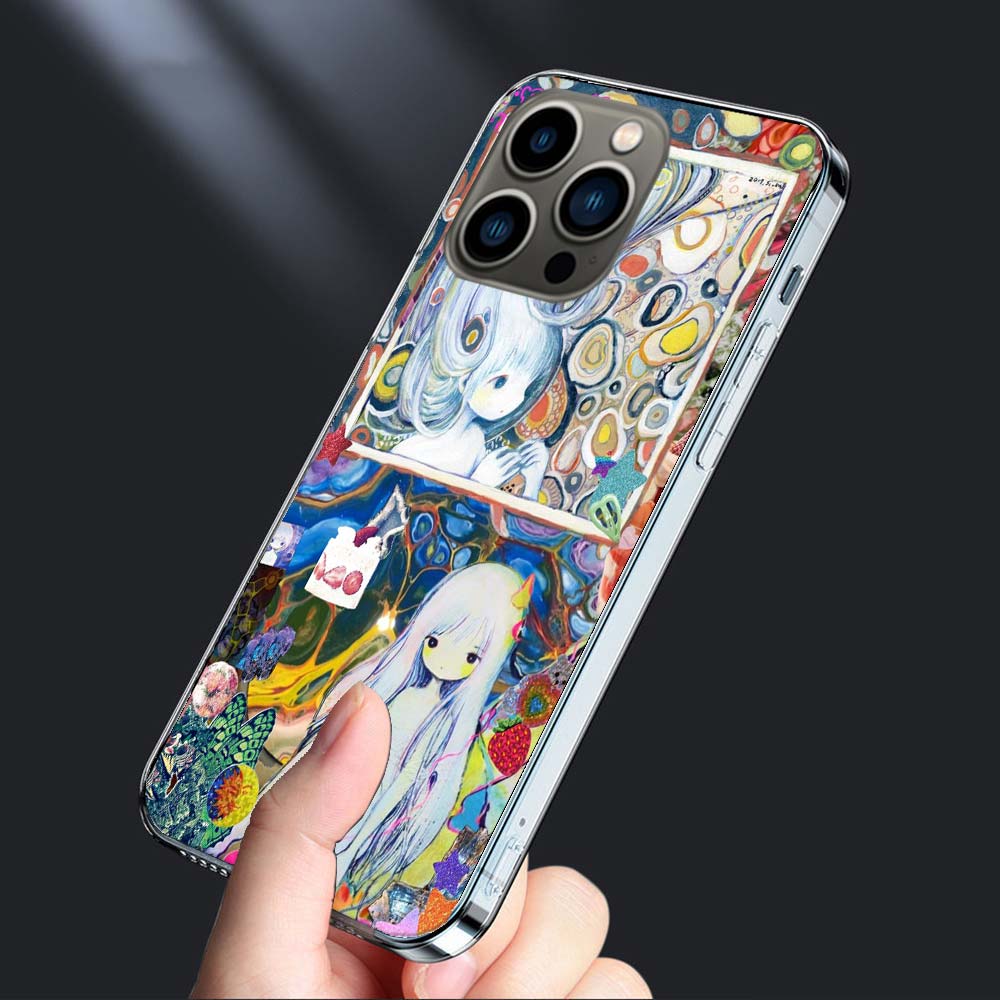 

K-KikuoS Art Cute Phone Case For Iphone 16E 15 Pro 14 Plus 17E 16 17 Pro Max Air 11 12 13 Mini Shockproof Capa Cute Cover TPU iPhone 13 Mini