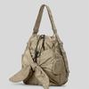 Multipurpose Women's Shoulder Bucket Bag with Drawstring Nylon Handbag Multiple Pockets Large Capacity Bowknot Backpack  Khaki