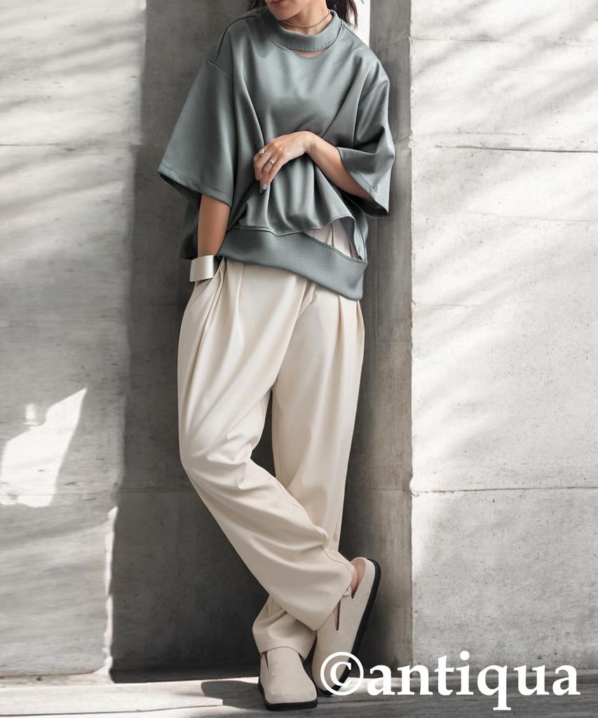 antiqua Asymmetric Neck Dry One Size Gray Women's Top, 3/4 Sleeves, Touch, KYO-0027, 15,