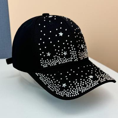 Spring and Summer Gypsy Star Rhinestone Hat Can Be Worn In All Seasons, Fashionable and Simple Baseball Cap, Female Travel Show Face Small Cap