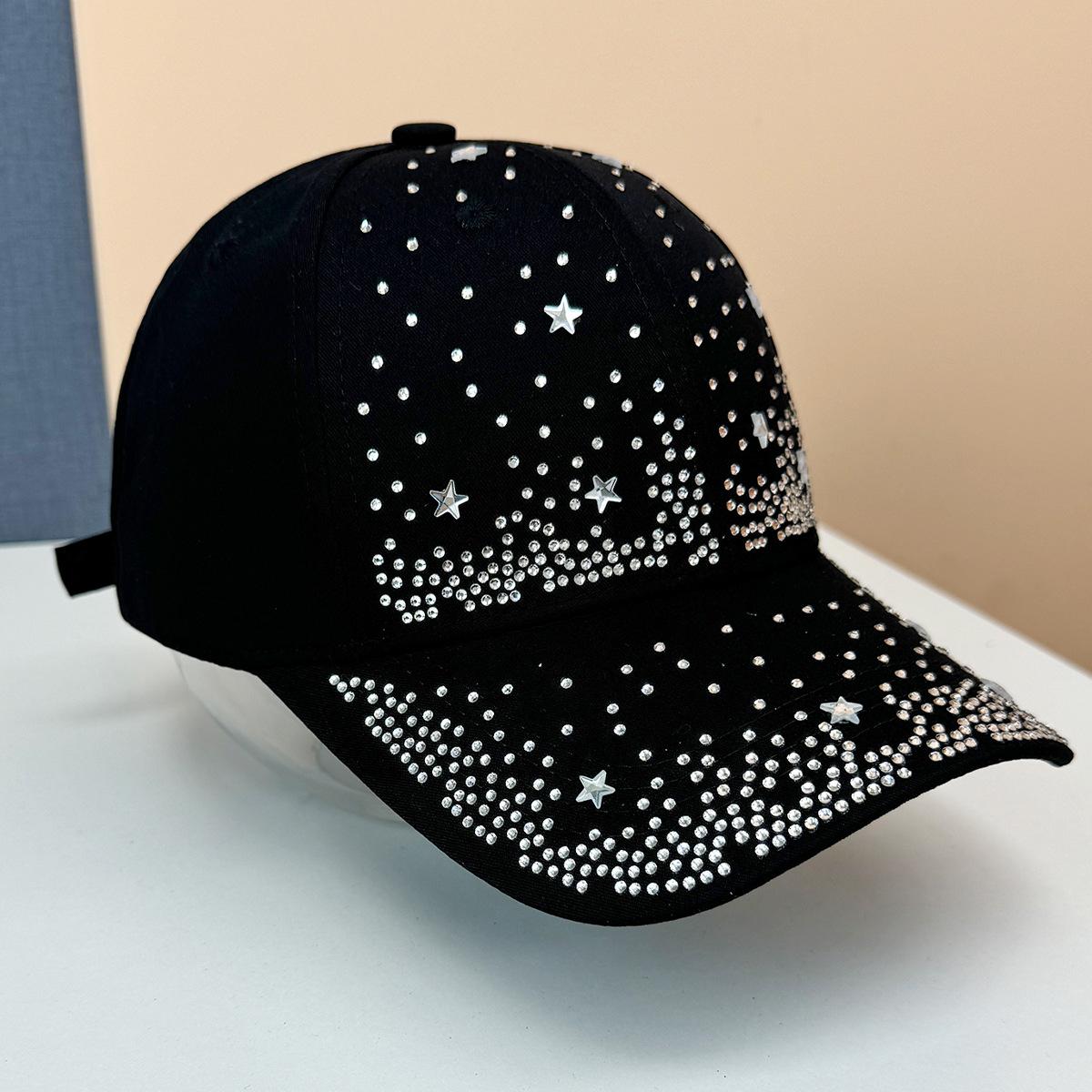 

Spring and summer gypsy star rhinestone hat can be worn in all seasons, fashionable and simple baseball cap, female travel show face small cap Adjustable рожевий