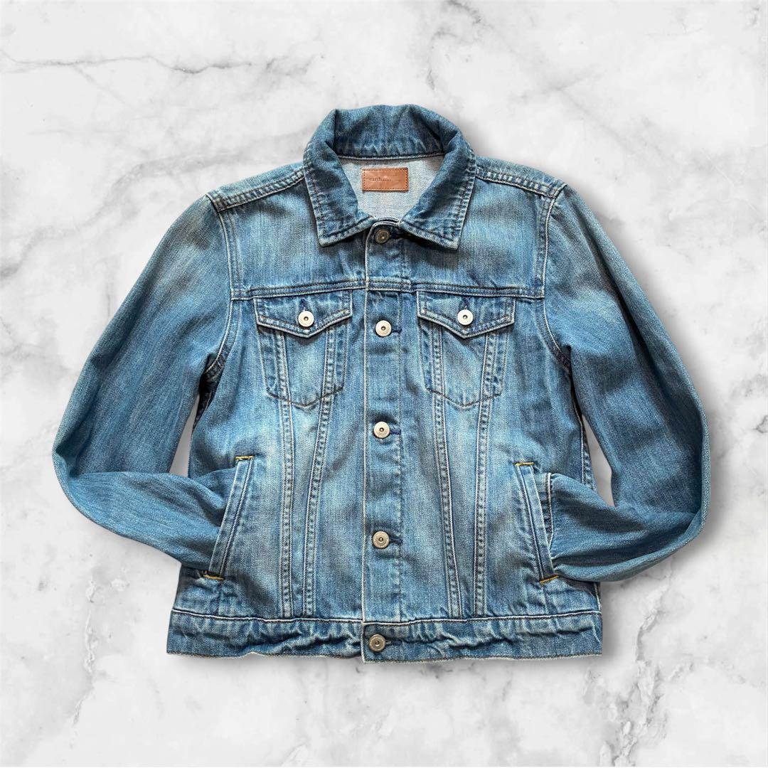 earth music&ecology denim jacket M size leather tag