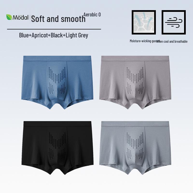 Men's Oyster Antibacterial Breathable Knitted Mid-Waist Massage Underwear.