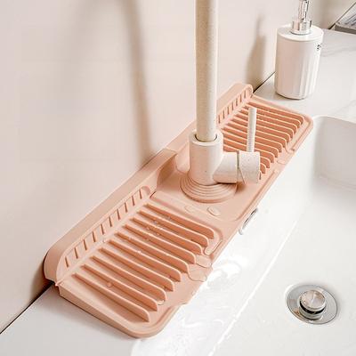 Tapete de drenagem de torneira de silicone antiderrapante, solução de armazenamento personalizável para pia de cozinha