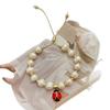 Christmas Ladybug and Bee Handmade Bracelet with Zirconium and Freshwater Pearls