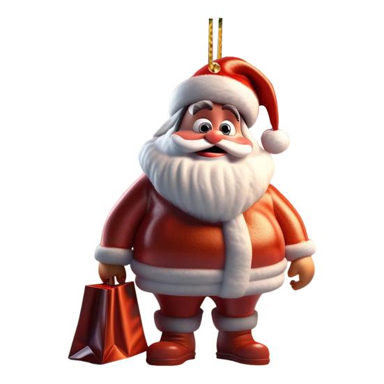 Santa Claus Ornaments 2D Cartoon Santa Claus Acrylic Pendant Xmas Tree Hanging Decoration for Holiday Tree Decor