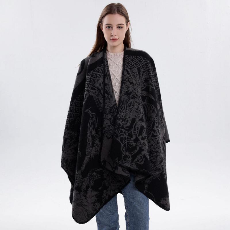 Nowy szal z malarstwem tuszem Premium Dekoracja Podróżna Szal zewnętrzny Długi Retro Płaszcz z frędzlami Peleryna Szalik