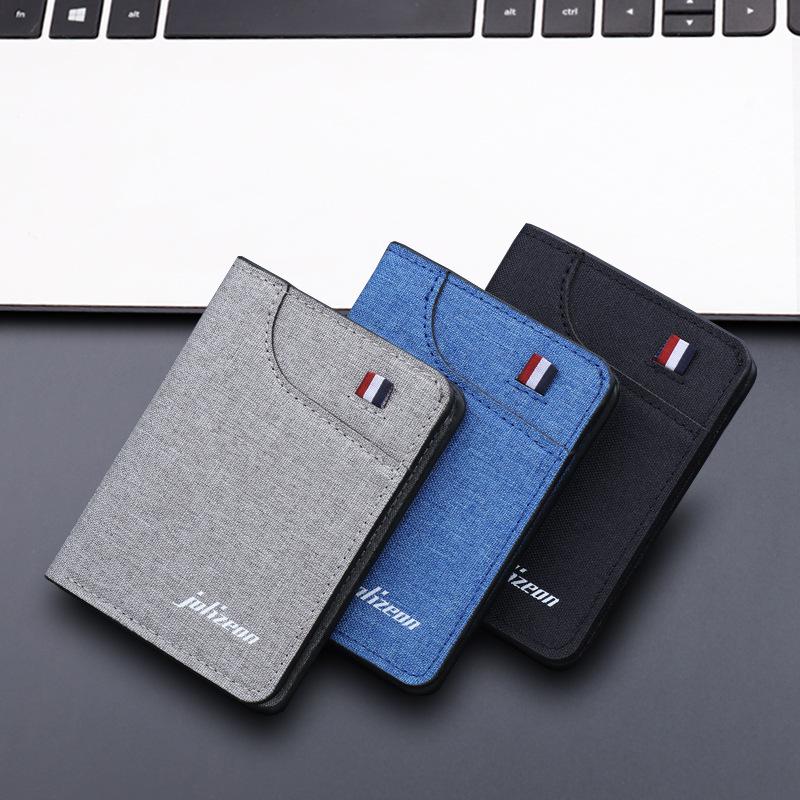 Vertical Canvas Leather Money Clip Men's Wallet