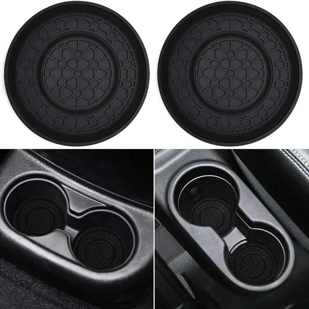 2PCS Durable Silicone Car Cup Holder Coasters, Non-Slip Center Control Embedded Mats, Fit Car Coasters for Cup Holders