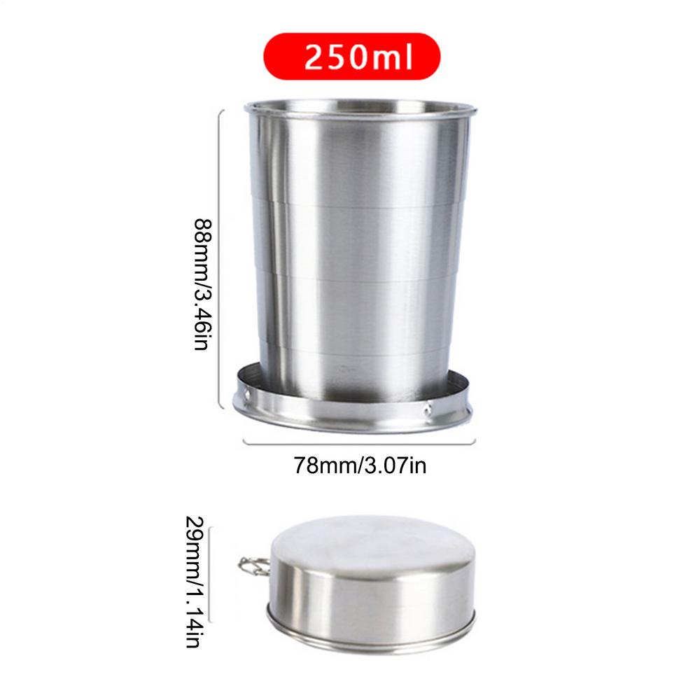 Stainless Steel CollapsibleCup Camping Retractable Telescopic Travel Toiletry Cup Outdoor Folding Cup