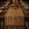 Tassel Edge Table Runner Jacquard Runner, Vintage Floral Elegant Home Decor Accessory with Tassels for Dining Party Scratch Protection