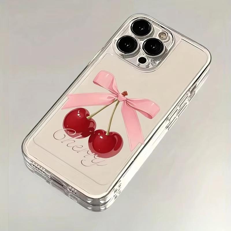 

Pink Bow Red Cherry Patter Phone Case For Xiaomi Mi Poco X6Pro X6 X7 X5 Pro Mi Poco F7 Pro F6 F5 Clear Bumper Cover Poco F5 Pro 5G