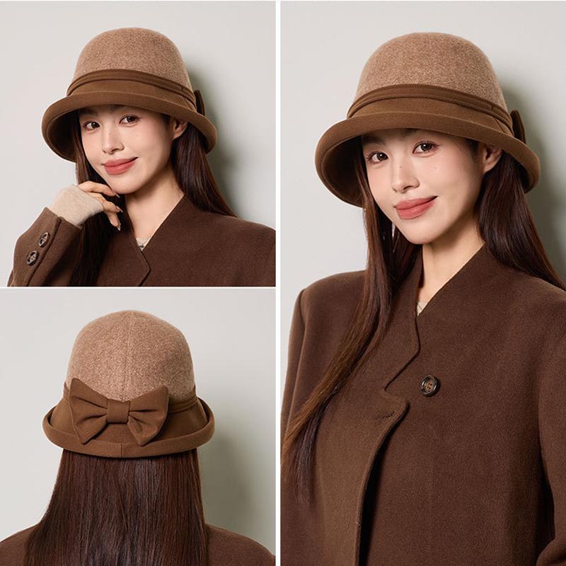 Fisherman Hat Women's Autumn Winter Wool Stitching Warm Hat